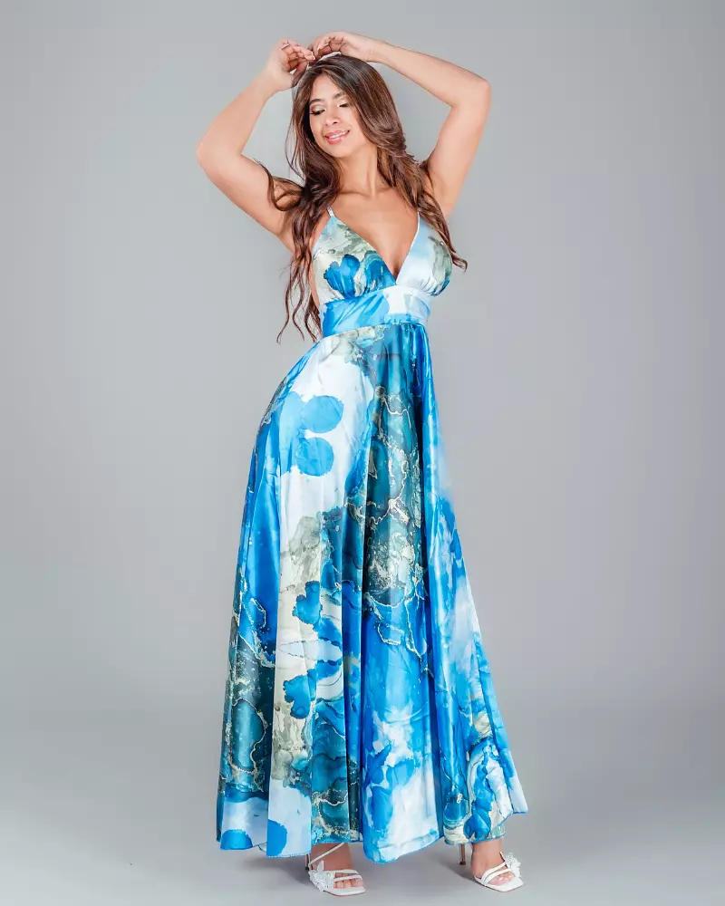 Vestido Largo Color Azul
