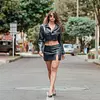 Set Negro De Falda Short Con Chaqueta