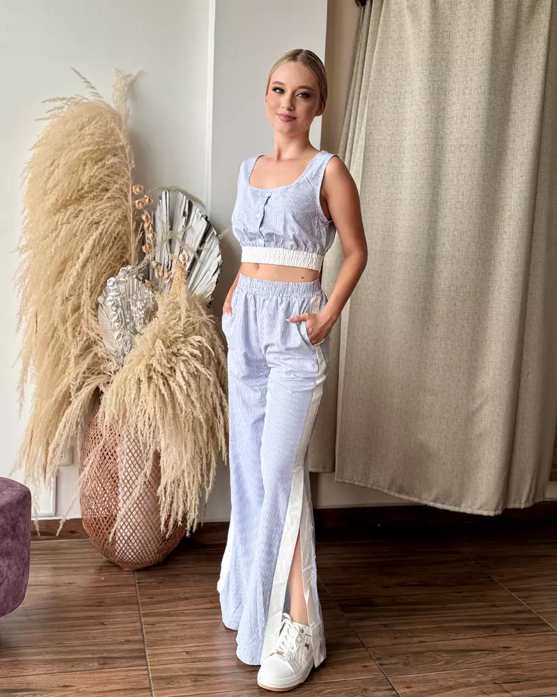 Set Blusa Y Pantalón Azul Claro